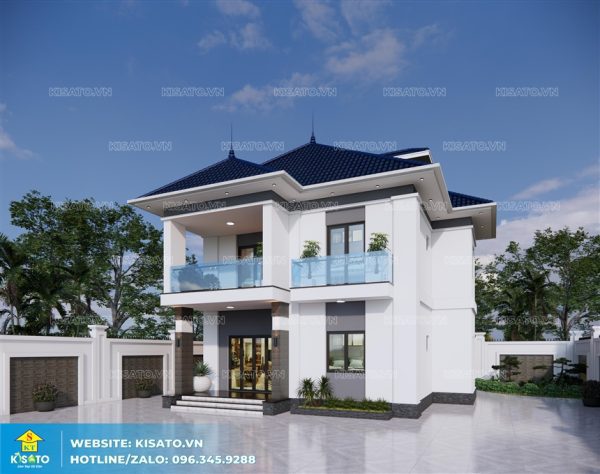 Phối cảnh 3D ngoại thất mẫu biệt thự 2 tầng mái Nhật hiện đại tại Ninh Bình