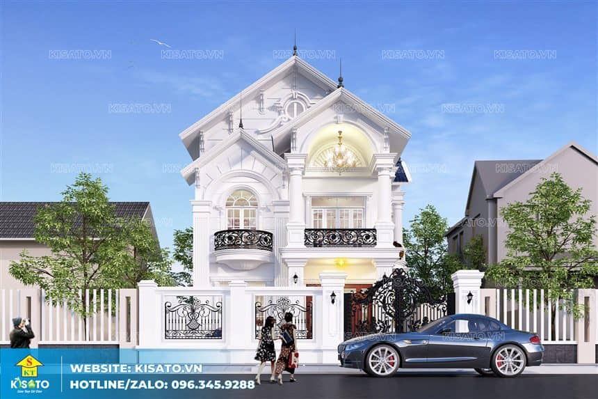 Phối cảnh 3D ngoại thất mẫu biệt thự 2 tầng mái Thái tân cổ điển tại Thanh Hóa