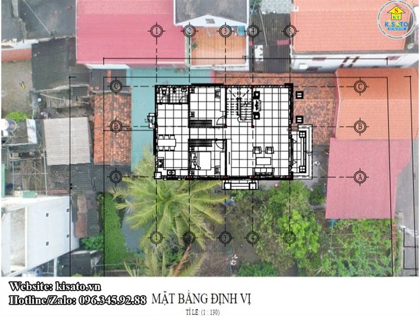 Mặt bằng định vị công trình biệt thự mái Thái