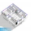Mặt bằng 3D  tầng 2 mẫu biệt thự 3 tầng để ở kết hợp kinh doanh tại Quảng Ninh