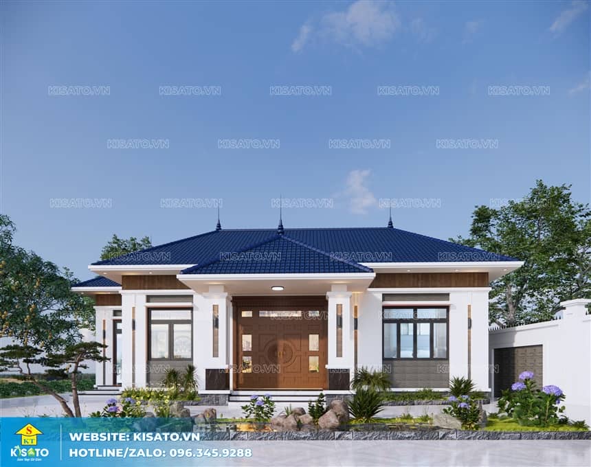  Phối cảnh 3D ngoại thất mẫu nhà cấp 4 mái Nhật hiện đại tại Thái Bình