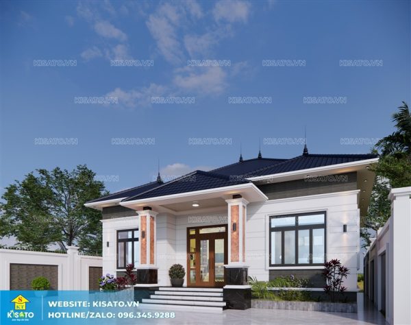 Phối cảnh 3D ngoại thất mẫu nhà cấp 4 mái Nhật hiện đại tại Thanh Hóa