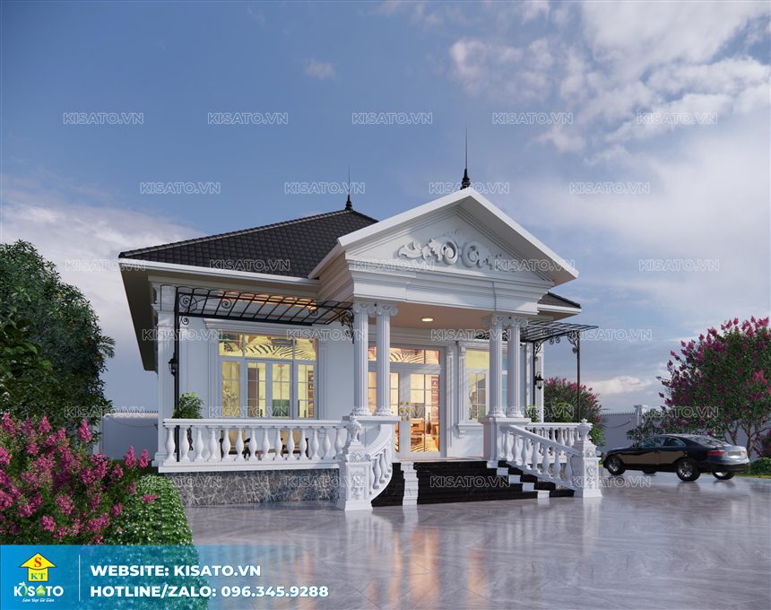 Phối cảnh 3D ngoại thất mẫu nhà vườn mái Nhật tân cổ điển tại Hải Phòng