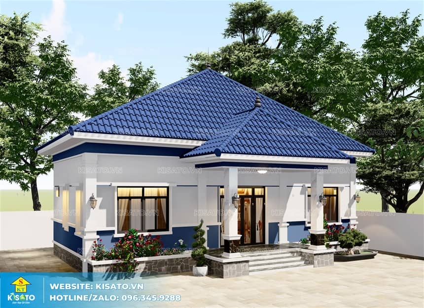 Phối cảnh 3D ngoại thất mẫu nhà cấp 4 mái Nhật hiện đại tại Bắc Giang