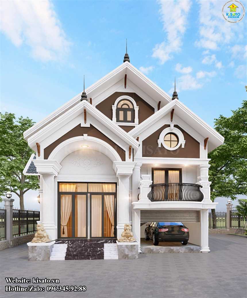 Phối cảnh 3D ngoại thất nhà cấp 4 đẹp mái Thái tân cổ điển tại Đồng Nai