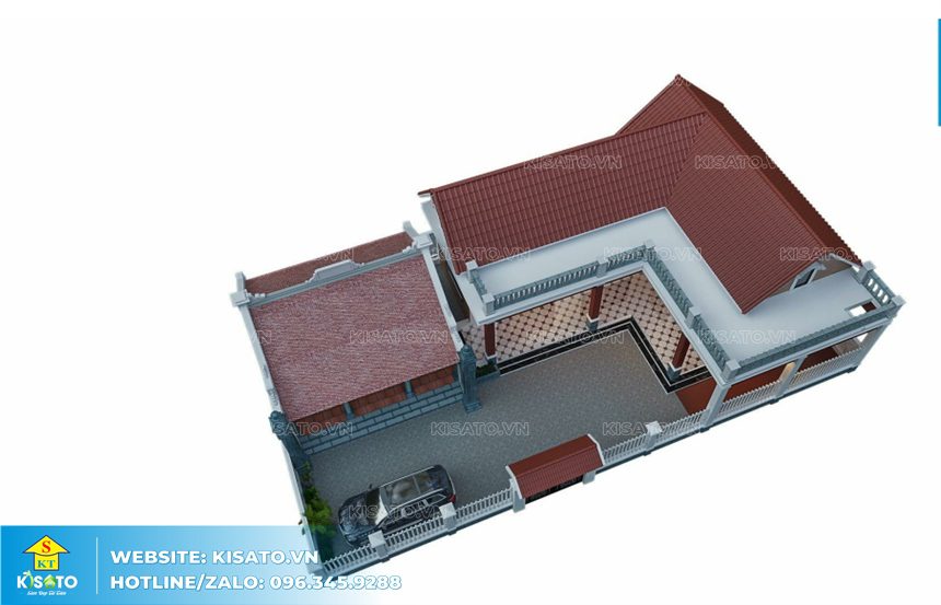 Phối cảnh 3D mẫu nhà cấp 4 đẹp mái Thái mang sức hấp dẫn riêng tại Thái Bình