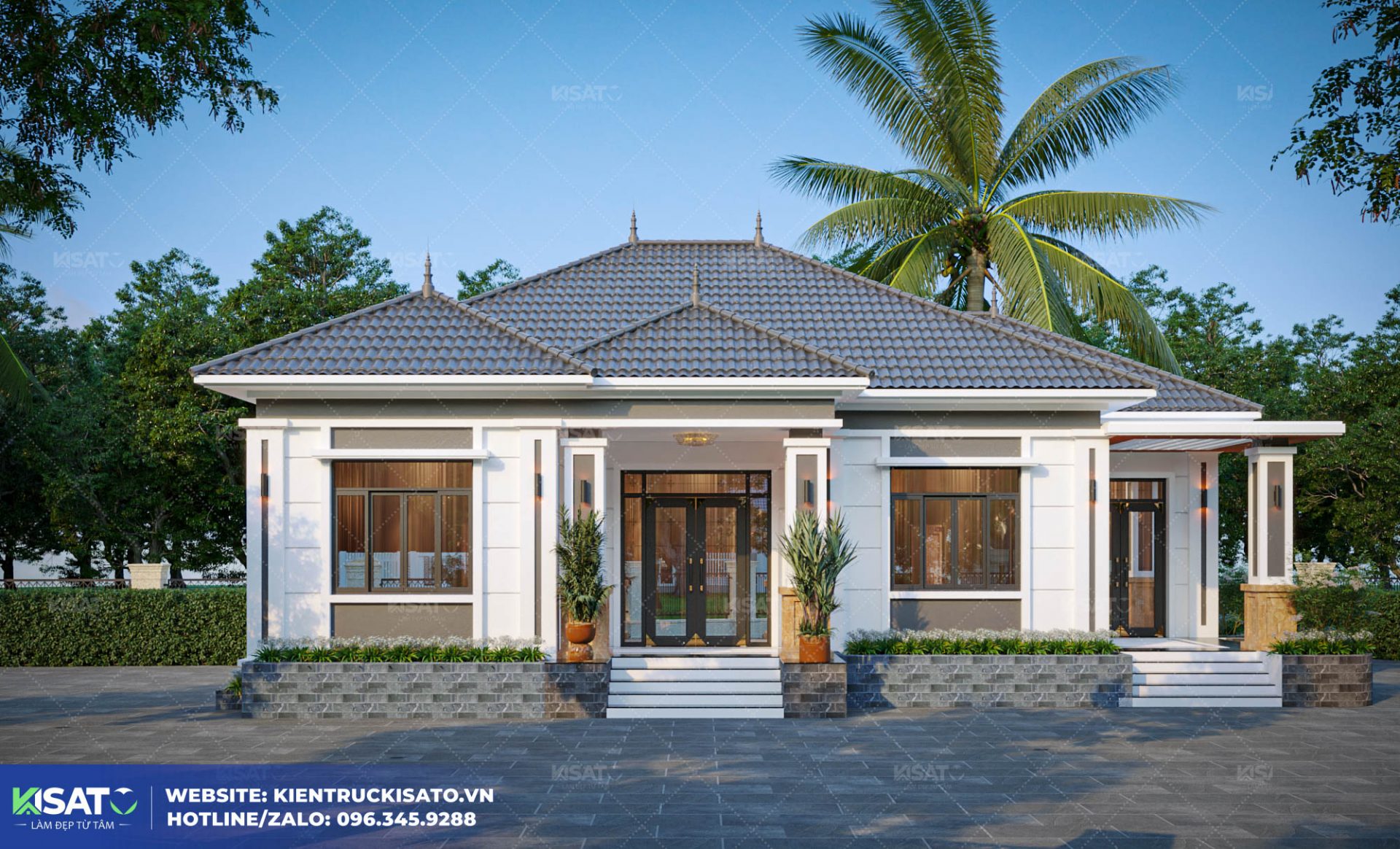 Mẫu Nhà Vườn Đẹp 1 Tầng 4 Phòng Ngủ