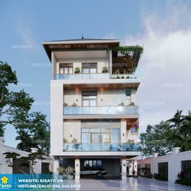 Phối cảnh 3D mẫu biệt thự 4 tầng đẹp hiện tại Hải Phòng